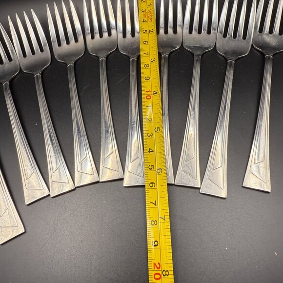 11 Oneida Ledges Pattern Stainless Steel Salad Forks  Vintage Flatware USA Made - Picture 5 of 5